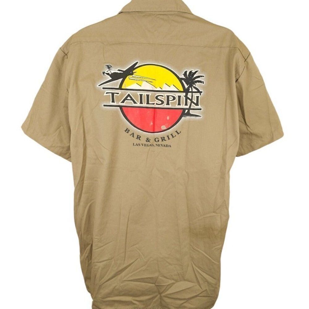 Vintage Tailspin Bar & Grill Shirt Mens Size XL Beige Y2K Dickies Las Vegas